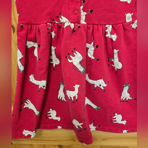 HANNA ANDERSSON RED DRESS FUNNY LLAMA PRINT WINTER HATS TODDLER GIRLS 3T COTTON - Picture 14 of 15